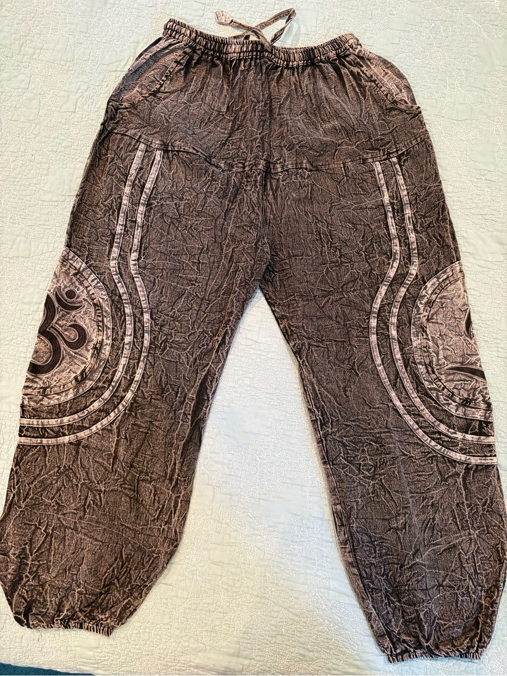Women’s Black and Grey Drawstring Haram Pants with Pockets